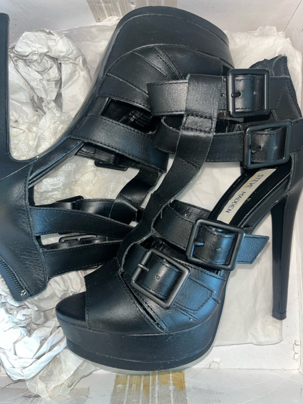 Steve Madden Black Multi-Strap Platform Sandals